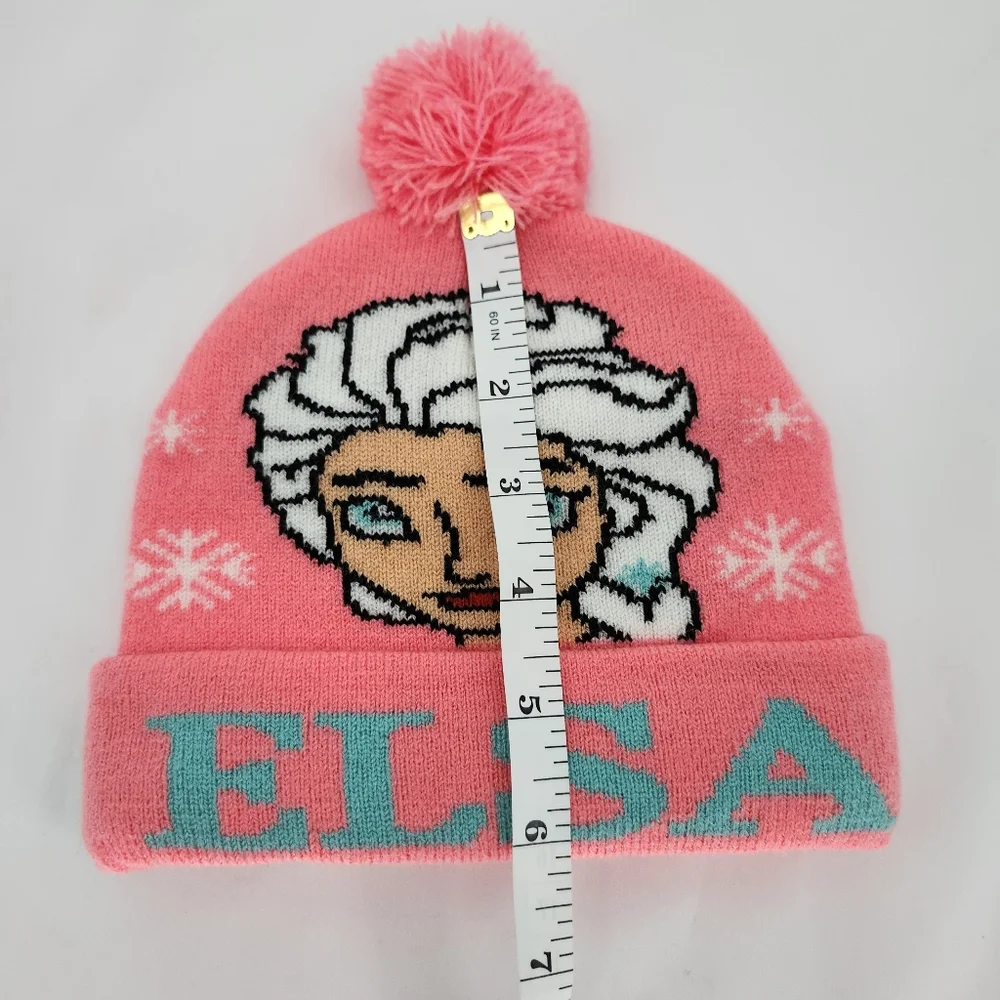 Elsa Frozen Kids Knit Beanie Pink Pom‎ Pom Winter Snow